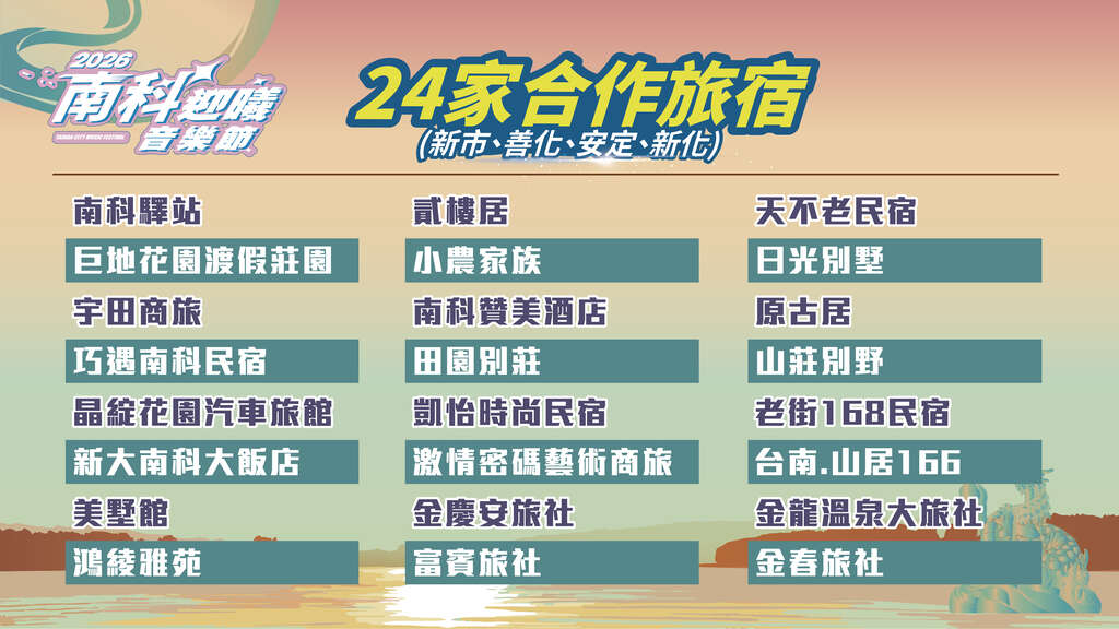 24家配合活動旅宿業者