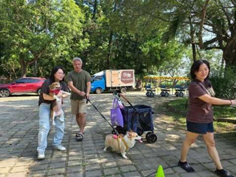 游客携带毛小孩一起参与萌宝戏水节