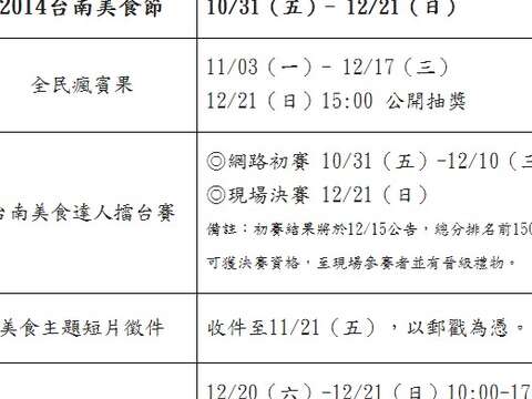 2014美食节 系列活动时间表