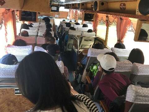 The interior of the free shuttle bus