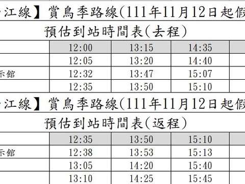 台灣好行99安平台江線賞鳥季路線假日提供8班次