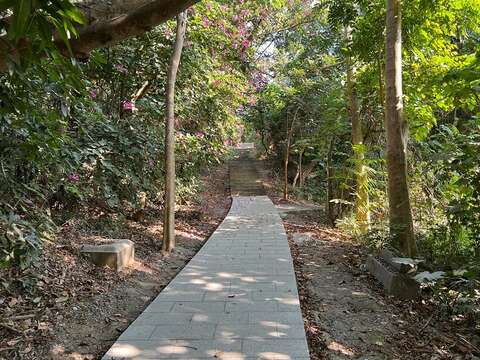 芬多精步道旁可见新化第一代神社石灯笼残迹