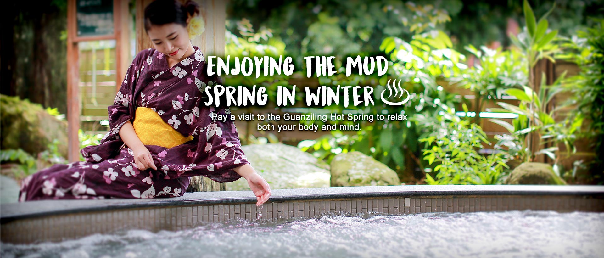 Enjoying the mud spring in winter