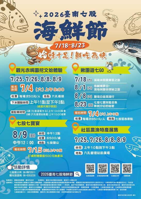 防範巴威颱風來襲 七股海鮮節《觀光赤嘴園挖文蛤體驗》 首週活動預防性順延至8月8至9日辦理