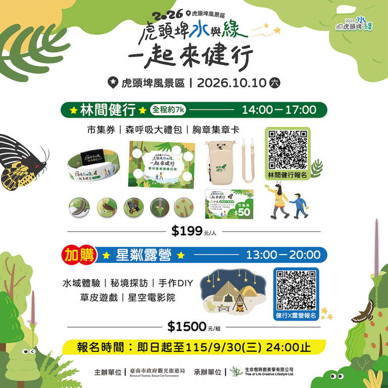 國慶日相揪來臺南森呼吸！「2026虎頭埤水與綠－一起來健行」開放報名
