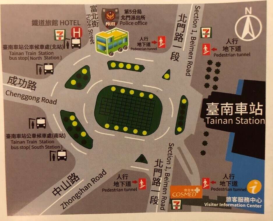 臺南雙層巴士搭乘位置(臺南火車站旁邊)