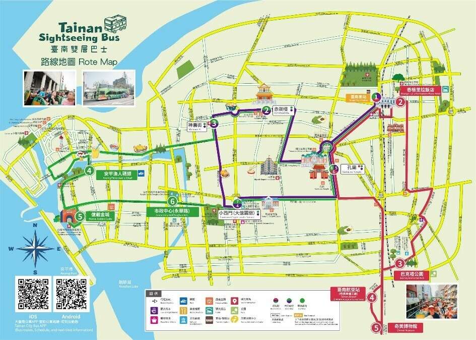 Route map of city tour bus